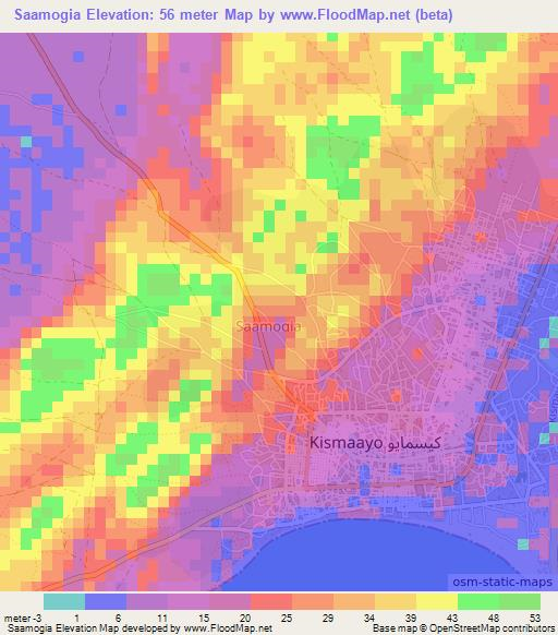 Saamogia,Somalia Elevation Map