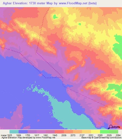 Aghar,Iran Elevation Map