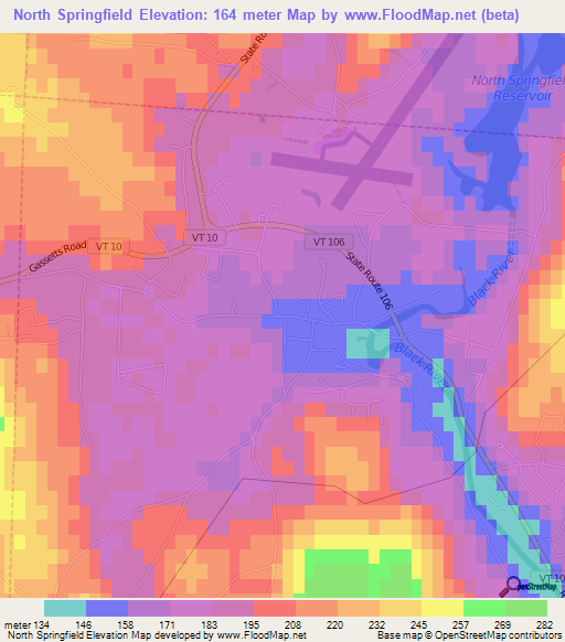 North Springfield,US Elevation Map