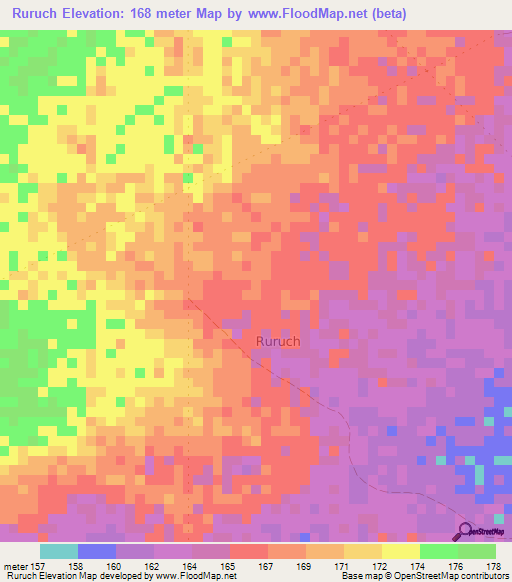 Ruruch,Somalia Elevation Map