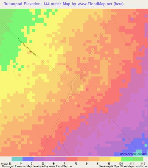 Runungod,Somalia Elevation Map