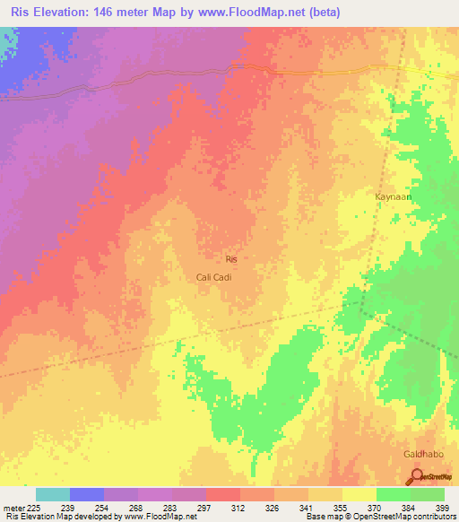 Ris,Somalia Elevation Map