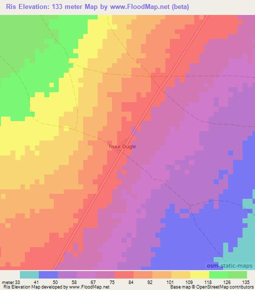 Ris,Somalia Elevation Map