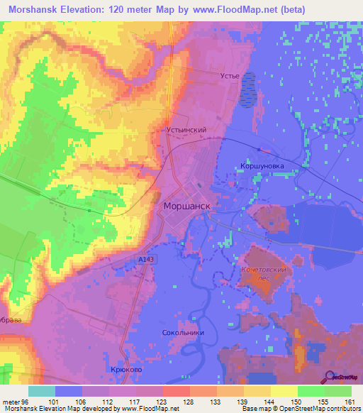 Morshansk,Russia Elevation Map