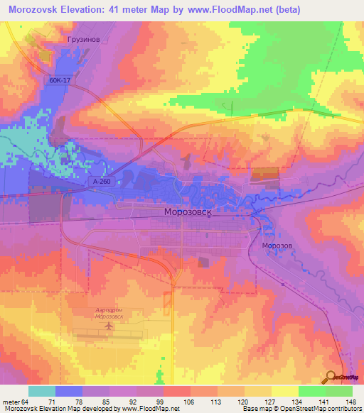 Morozovsk,Russia Elevation Map
