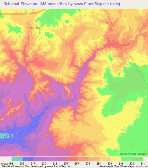 Reidabal,Somalia Elevation Map