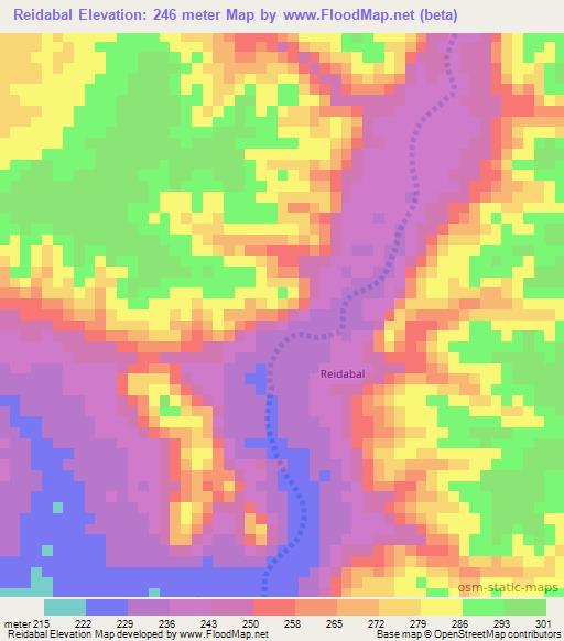 Reidabal,Somalia Elevation Map