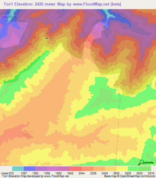 Tov'i,Iran Elevation Map