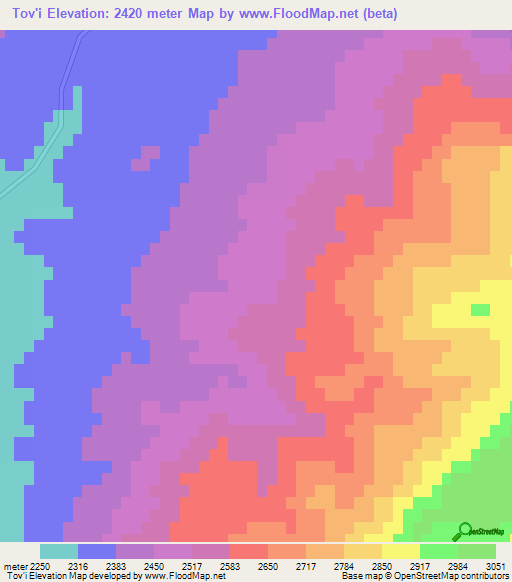 Tov'i,Iran Elevation Map
