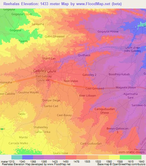 Reehalas,Somalia Elevation Map