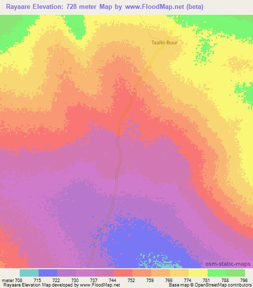 Rayaare,Somalia Elevation Map