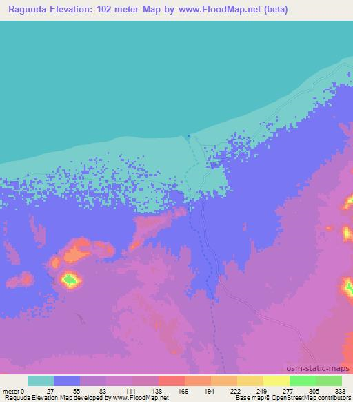 Raguuda,Somalia Elevation Map