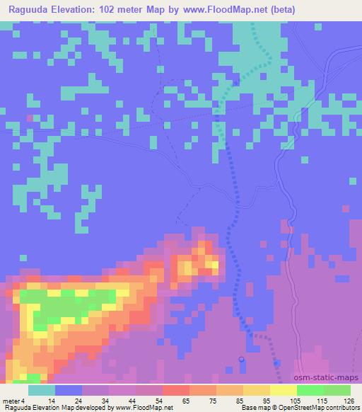 Raguuda,Somalia Elevation Map