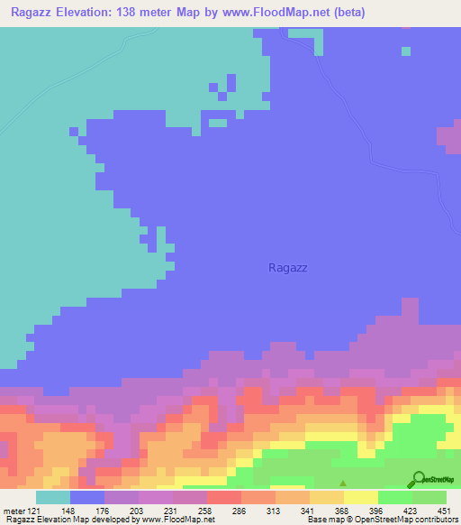 Ragazz,Somalia Elevation Map