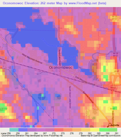 Oconomowoc,US Elevation Map