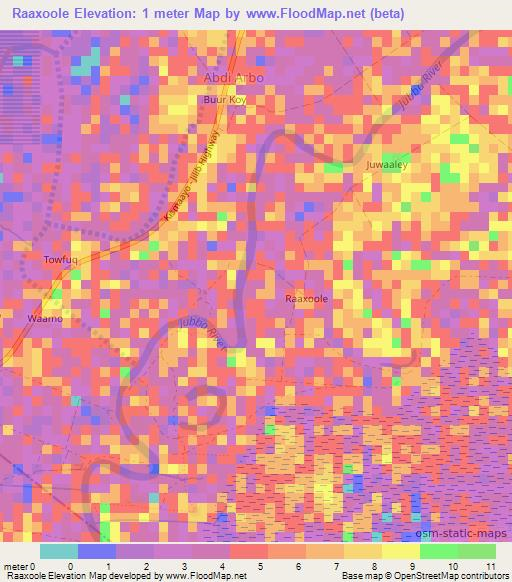 Raaxoole,Somalia Elevation Map