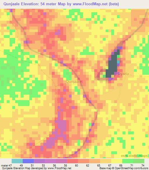 Qunjaale,Somalia Elevation Map