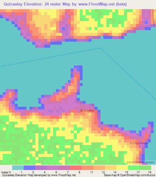 Qulcaaley,Somalia Elevation Map
