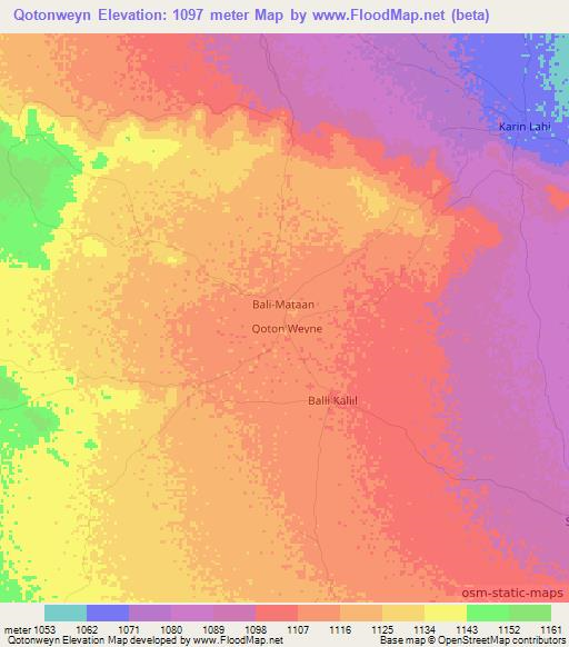 Qotonweyn,Somalia Elevation Map