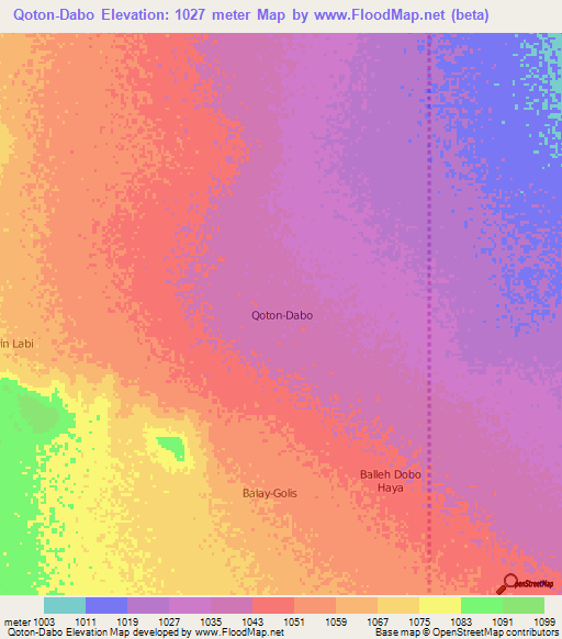 Qoton-Dabo,Somalia Elevation Map