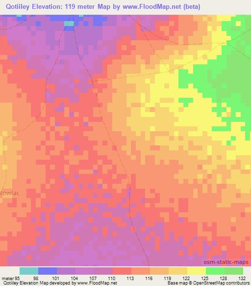 Qotiiley,Somalia Elevation Map