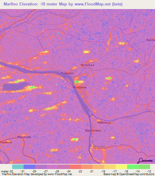 Marfino,Russia Elevation Map