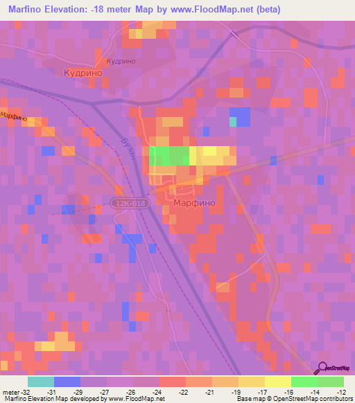 Marfino,Russia Elevation Map