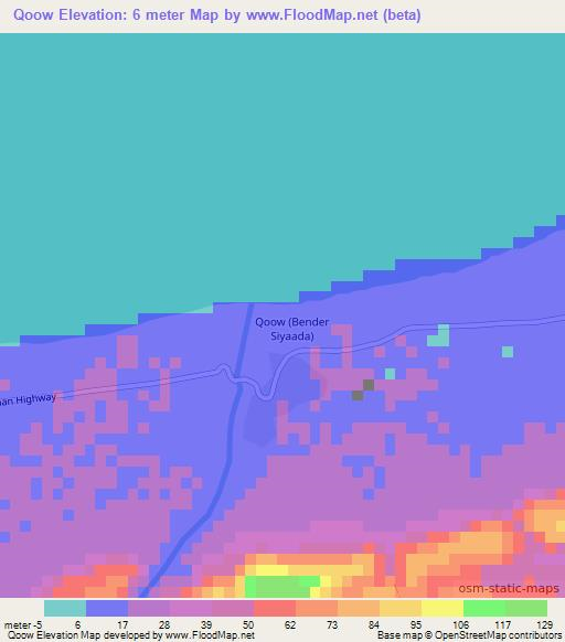 Qoow,Somalia Elevation Map