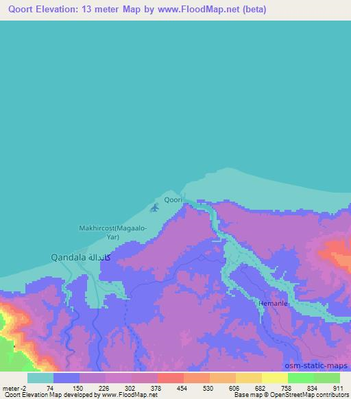 Qoort,Somalia Elevation Map