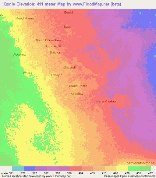 Qonle,Somalia Elevation Map