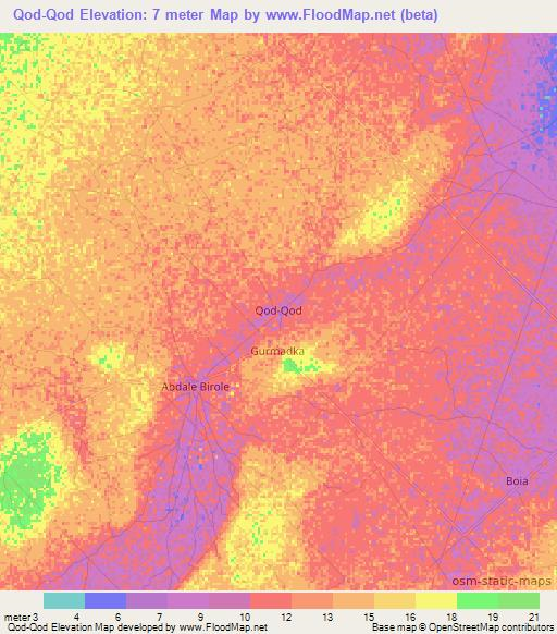 Qod-Qod,Somalia Elevation Map