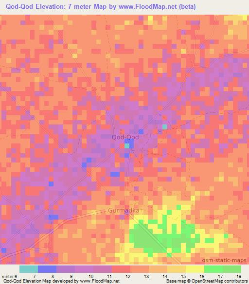 Qod-Qod,Somalia Elevation Map