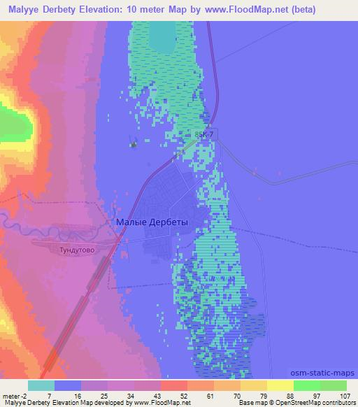 Malyye Derbety,Russia Elevation Map