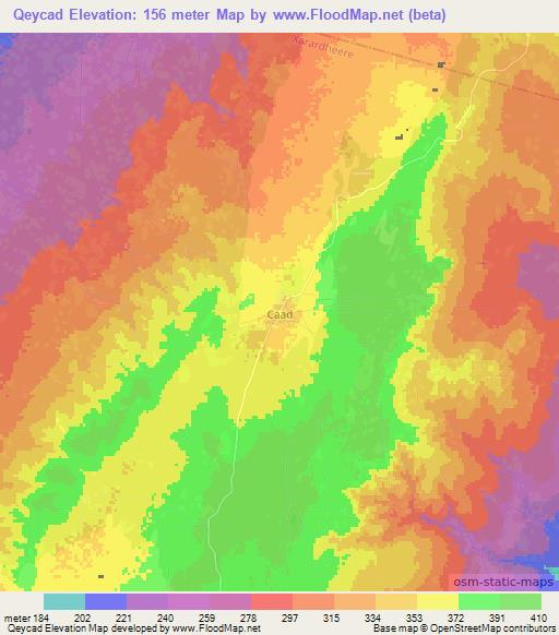 Qeycad,Somalia Elevation Map