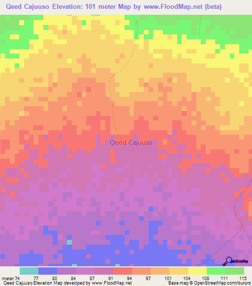 Qeed Cajuuso,Somalia Elevation Map