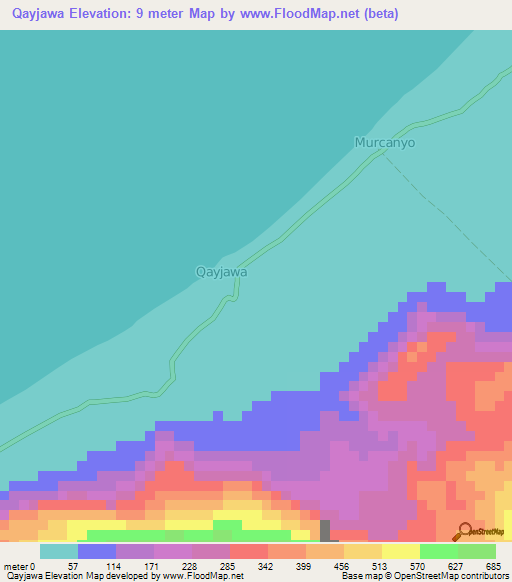 Qayjawa,Somalia Elevation Map