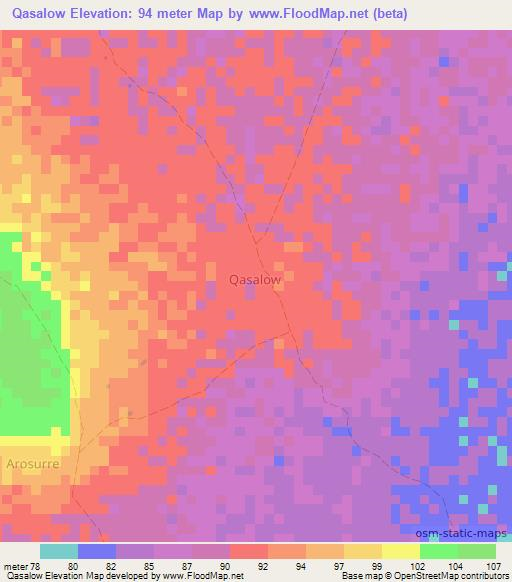 Qasalow,Somalia Elevation Map