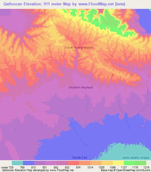 Qalloocan,Somalia Elevation Map