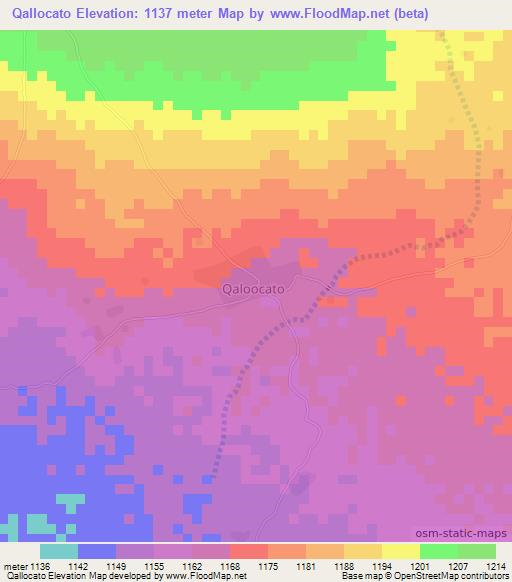 Qallocato,Somalia Elevation Map