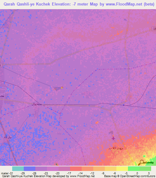 Qarah Qashli-ye Kuchek,Iran Elevation Map