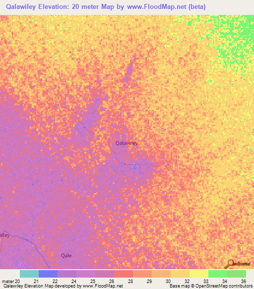 Qalawiley,Somalia Elevation Map