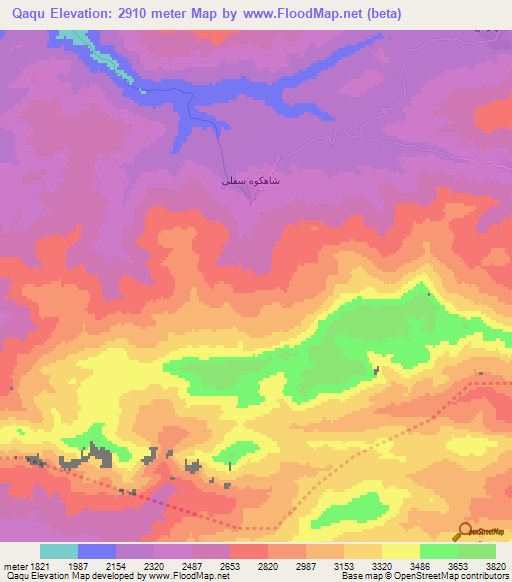 Qaqu,Iran Elevation Map