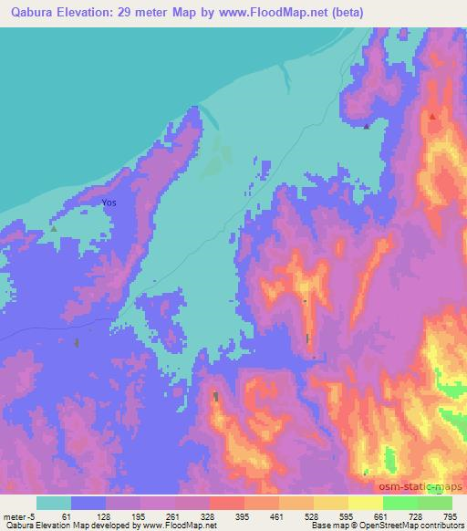 Qabura,Somalia Elevation Map