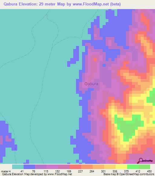 Qabura,Somalia Elevation Map