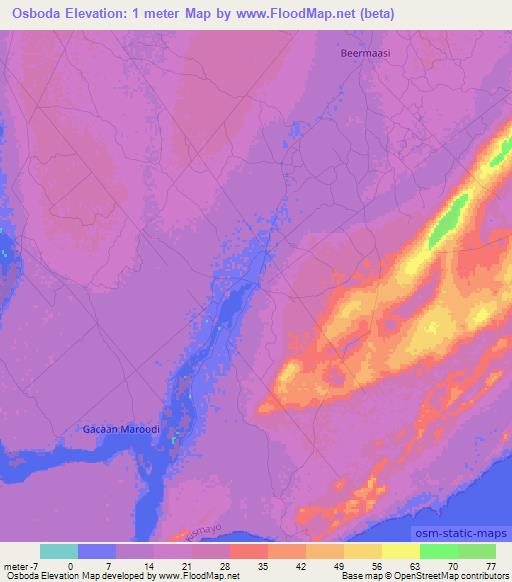 Osboda,Somalia Elevation Map