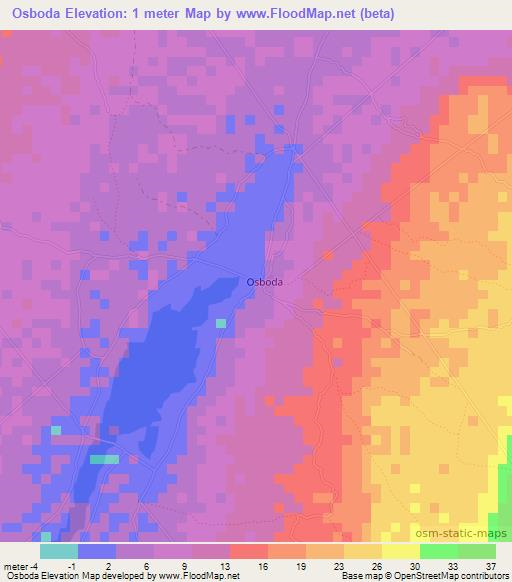 Osboda,Somalia Elevation Map