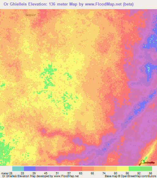 Or Ghielleis,Somalia Elevation Map
