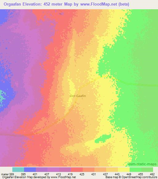 Orgaafan,Somalia Elevation Map