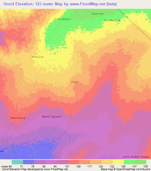 Oorof,Somalia Elevation Map