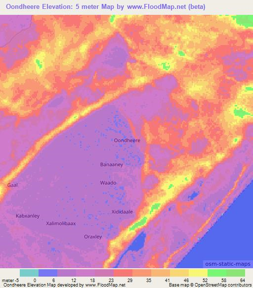 Oondheere,Somalia Elevation Map